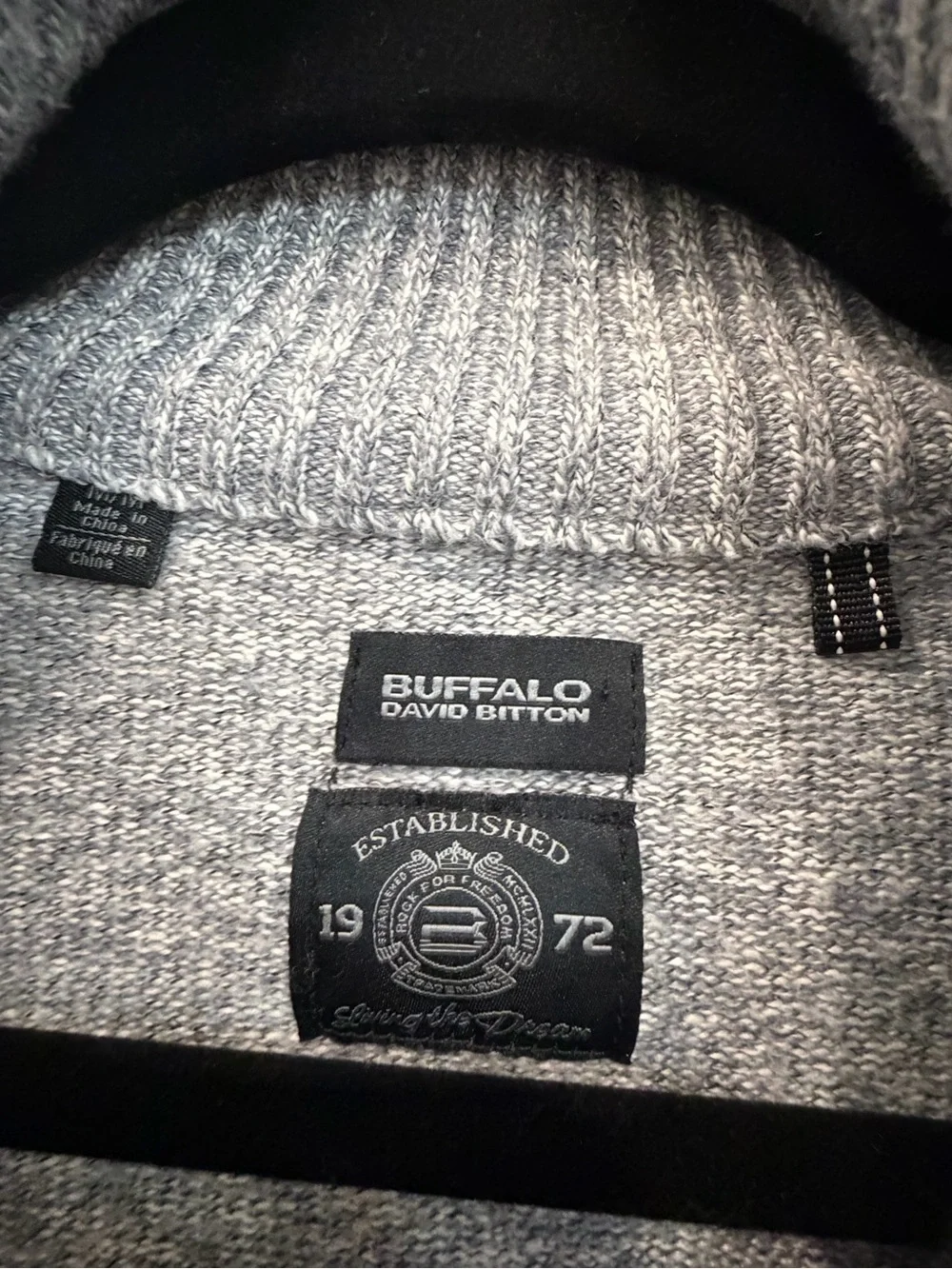 Buffalo David Bitton Men Gray Cable Knit Turtleneck Sweater